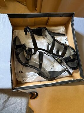 Michael Antonio Black Patent Strappy High Heel Sandals